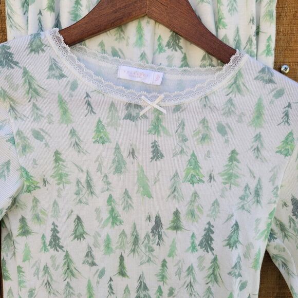 Polkadot England Fir Tree Print 2 Piece Pajama Set Girls Size 12 Year - Picture 2 of 9